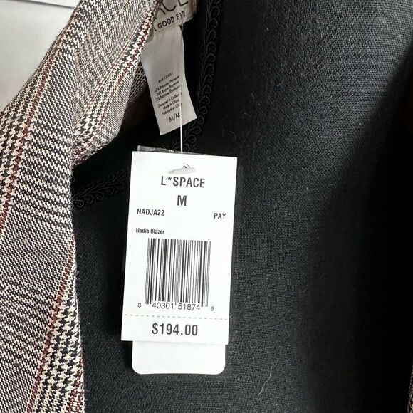Lspace X Tessa Brooks Nadia Blazer New Size Medium Plaid brown black - Picture 9 of 9